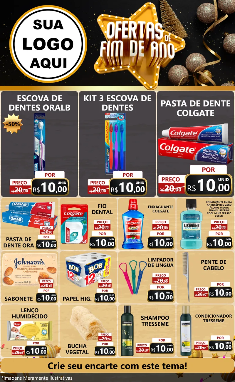 Modelo de Encarte para Encarte Grande com o tema Ofertas de Fim de Ano para Higiene Pessoal