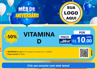 Modelo de Cartaz para Cartaz A4 Horizontal com o tema Mês de Aniversário para Farmácia