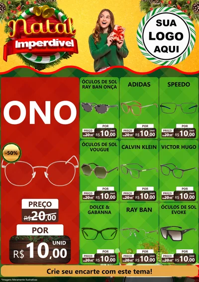 Modelo de Encarte para Encarte A4 Vertical com o tema Natal Imperdível para Óticas