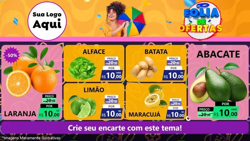 Modelo de TV para TV Horizontal com o tema Folia de Ofertas para Hortifrúti