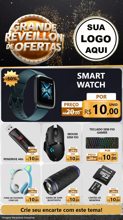 Modelo de Rede Social para Stories com o tema Grande Réveillon de Ofertas para Informática