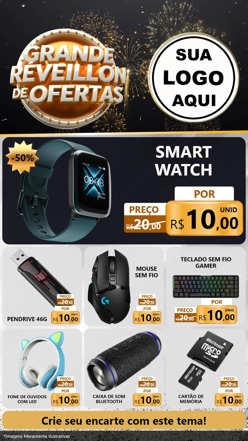 Modelo de Rede Social para Stories com o tema Grande Réveillon de Ofertas para Informática