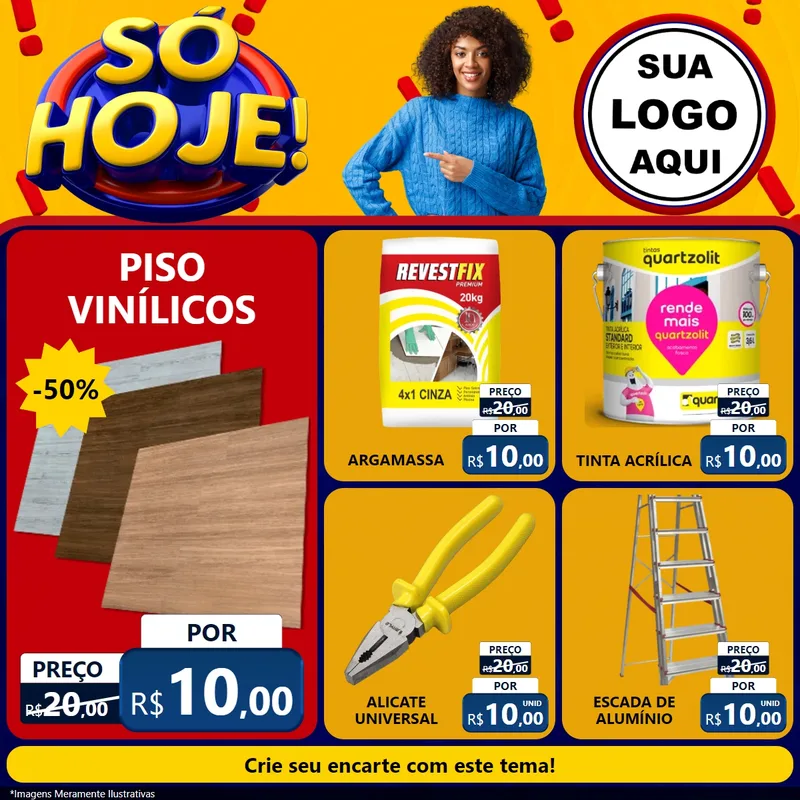 Modelo de Rede Social para Feed Facebook com o tema Só Hoje! para Material para Construção