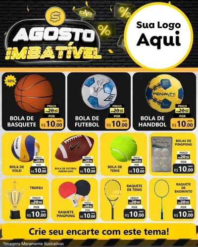 Modelo de Rede Social para Feed Instagram com o tema Agosto Imbatível para Artigos Esportivos