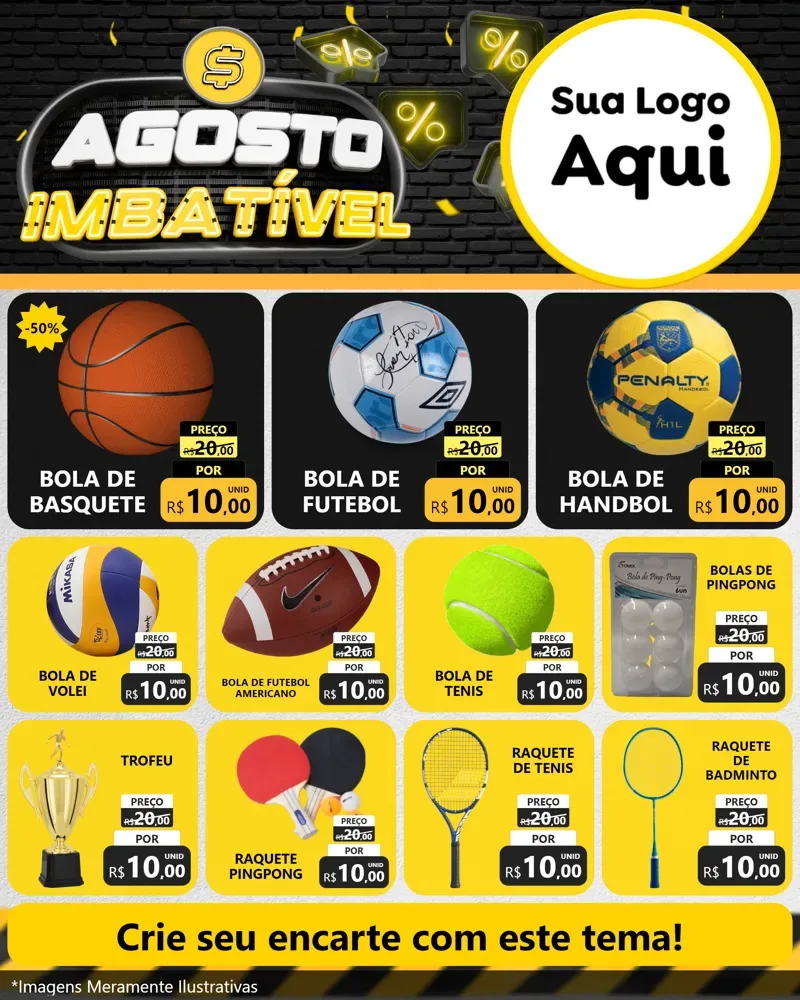 Modelo de Rede Social para Feed Instagram com o tema Agosto Imbatível para Artigos Esportivos