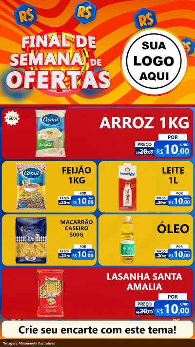 Modelo de TV para TV Vertical com o tema Final de Semana de Ofertas para Supermercado