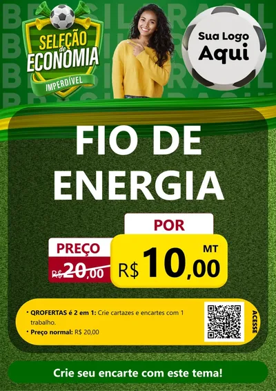 Modelo de Cartaz para Cartaz A4 Vertical com o tema Seleção de Economia - Copa para Materiais Elétricos