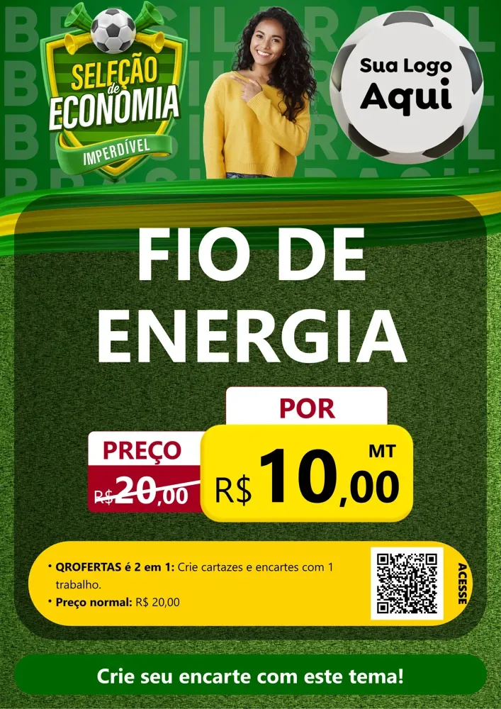 Modelo de Cartaz para Cartaz A4 Vertical com o tema Seleção de Economia - Copa para Materiais Elétricos