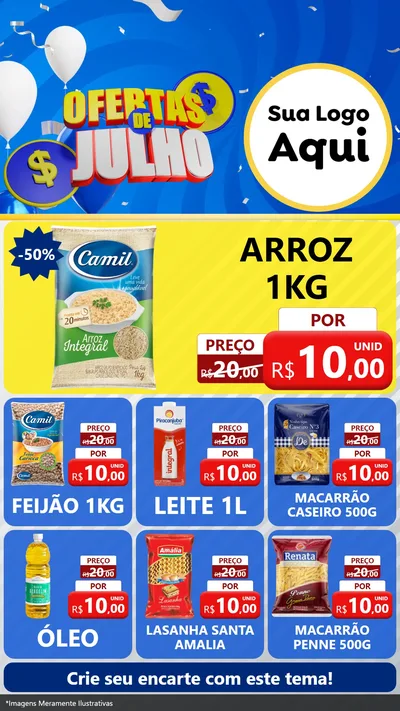 Modelo de Rede Social para Stories com o tema Ofertas de Julho para Supermercado