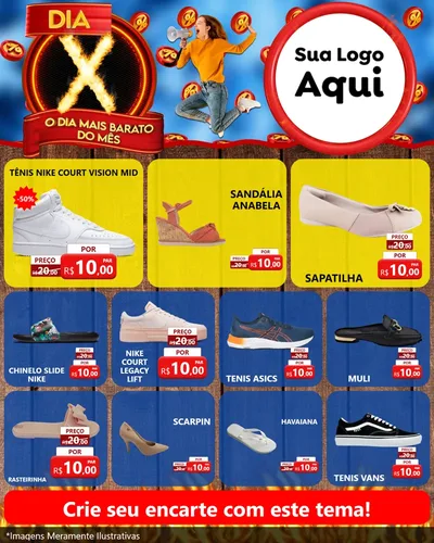 Modelo de Rede Social para Feed Instagram com o tema Dia X - O Dia Mais Barato Do Mês para Calçados