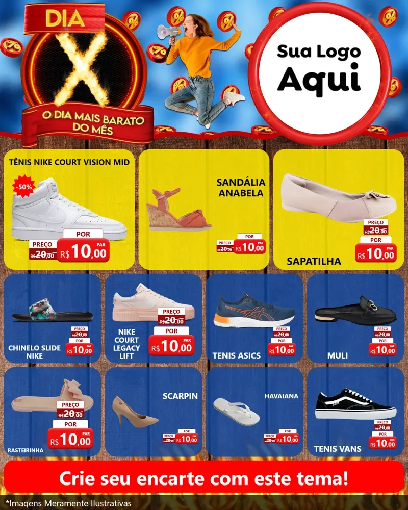 Modelo de Rede Social para Feed Instagram com o tema Dia X - O Dia Mais Barato Do Mês para Calçados