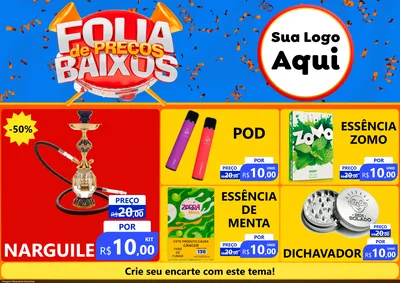 Modelo de Encarte para Encarte A4 Horizontal com o tema Folia de Preços Baixos para Tabacaria
