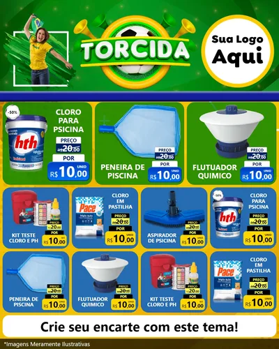Modelo de Rede Social para Feed Instagram com o tema Torcida para Produtos para Piscina
