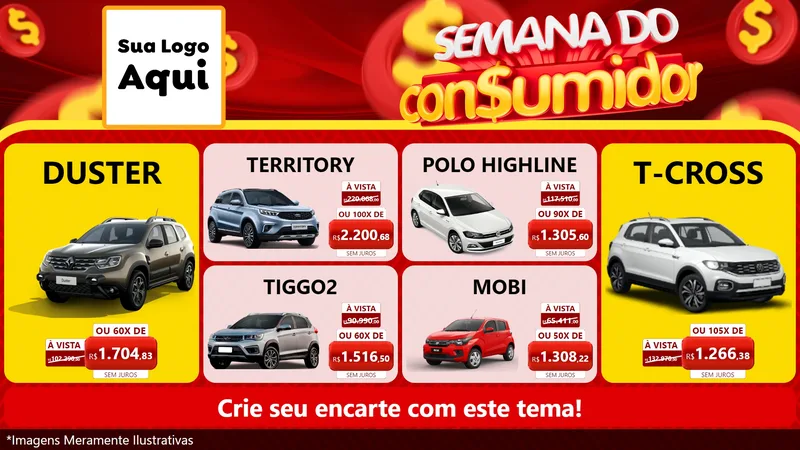 Modelo de TV para TV Horizontal com o tema Semana do Consumidor para Concessionaria de Carros