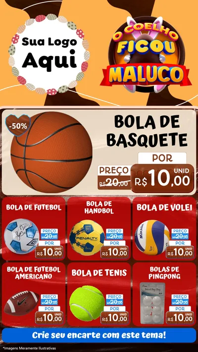 Modelo de Rede Social para Stories com o tema O Coelho Ficou Maluco - Páscoa para Artigos Esportivos