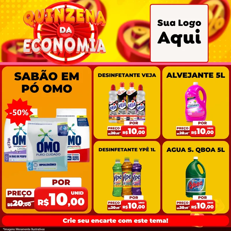 Modelo de Rede Social para Feed Facebook com o tema Quinzena Da Economia para Produtos de Limpeza