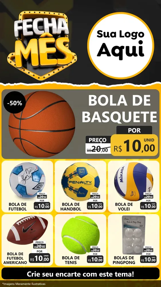 Modelo de Rede Social para Stories com o tema Fecha Mês para Artigos Esportivos