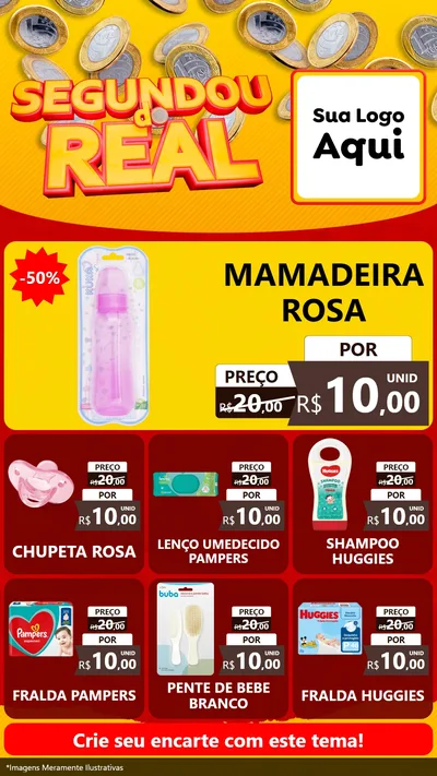 Modelo de Rede Social para Stories com o tema Segundou do Real para Bebês
