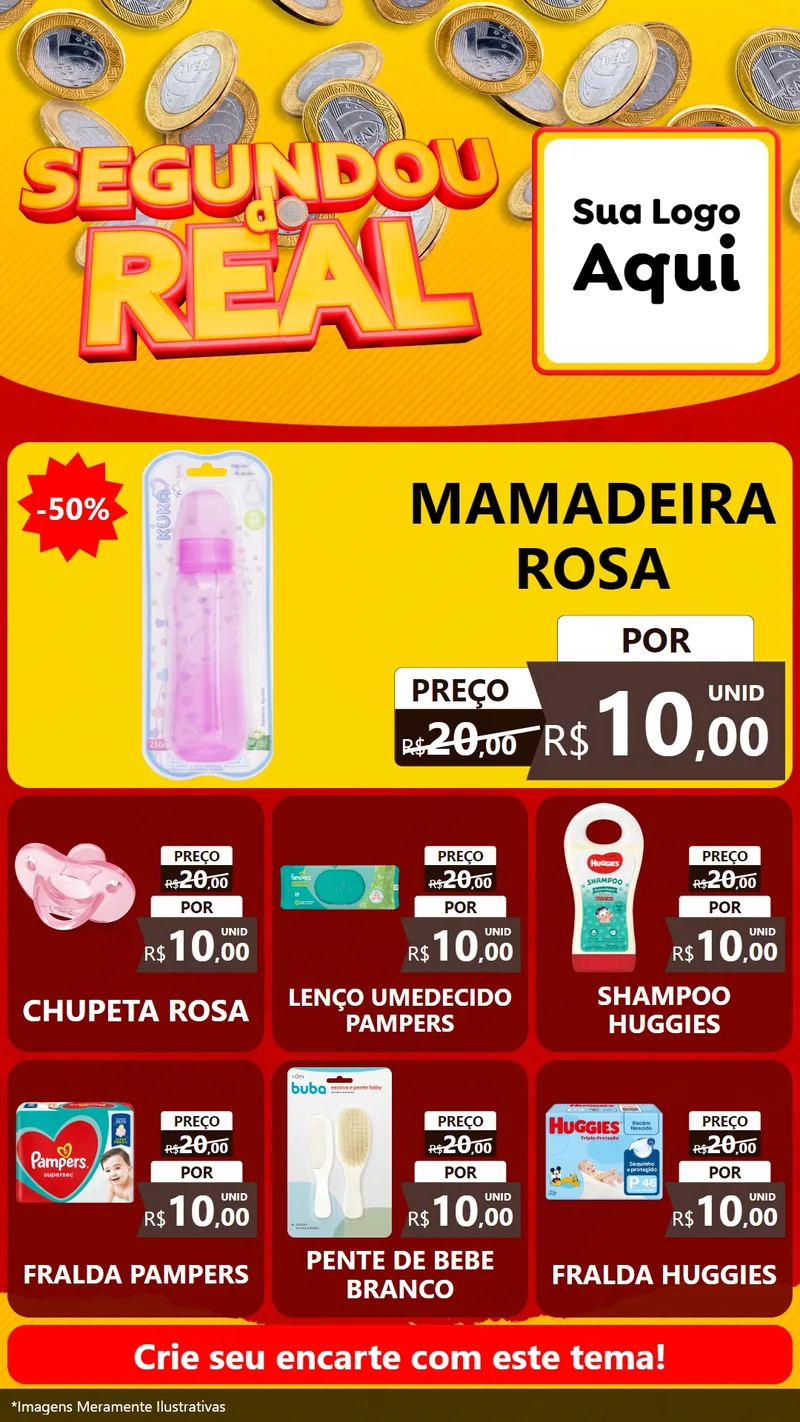 Modelo de Rede Social para Stories com o tema Segundou do Real para Bebês