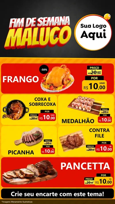 Modelo de TV para TV Vertical com o tema Final de Semana Maluco para Assados