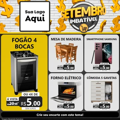 Modelo de Rede Social para Feed Facebook com o tema Setembro Imbatível para Móveis e Eletro