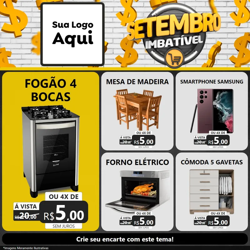 Modelo de Rede Social para Feed Facebook com o tema Setembro Imbatível para Móveis e Eletro