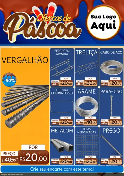 Modelo de Encarte para Encarte A4 Vertical com o tema Ofertas de Páscoa para Ferragens