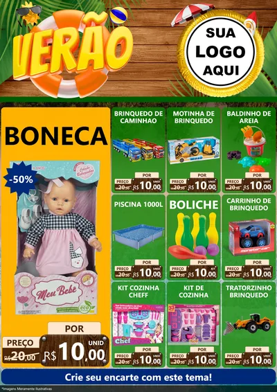 Modelo de Encarte para Encarte A4 Vertical com o tema Verão para Brinquedos