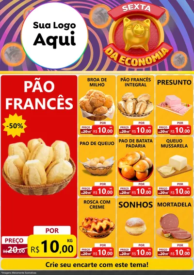 Modelo de Encarte para Encarte A4 Vertical com o tema Sexta da Economia para Padaria