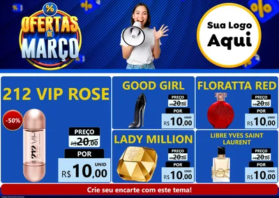 Modelo de Encarte para Encarte A4 Horizontal com o tema Ofertas de Março para Perfumes