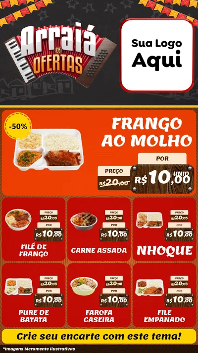 Modelo de Rede Social para Stories com o tema Arraiá de Ofertas - Junina para Restaurante