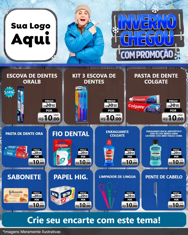 Modelo de Rede Social para Feed Instagram com o tema Inverno Chegou Com Promoção para Higiene Pessoal