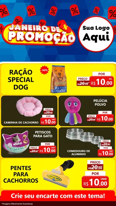 Modelo de TV para TV Vertical com o tema Janeiro de Promoção para Pet Shop