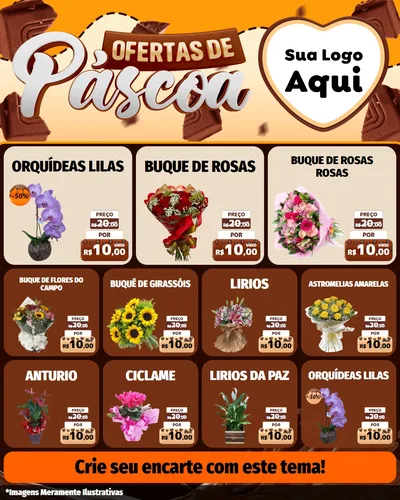 Modelo de Rede Social para Feed Instagram com o tema Ofertas de Páscoa para Floricultura e jardim