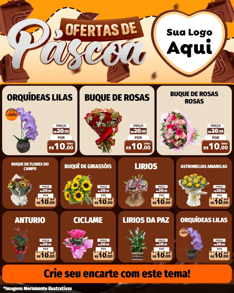 Modelo de Rede Social para Feed Instagram com o tema Ofertas de Páscoa para Floricultura e jardim