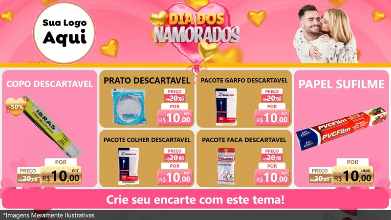 Modelo de TV para TV Horizontal com o tema Dia dos Namorados para Embalagens