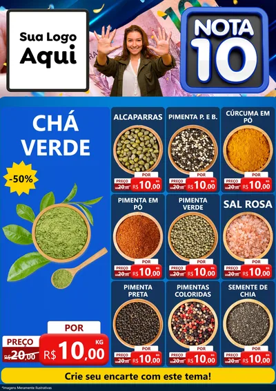 Modelo de Encarte para Encarte A4 Vertical com o tema Nota 10 para Produtos Naturais