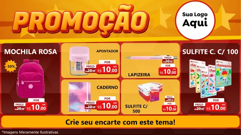 Modelo de TV para TV Horizontal com o tema Promoção para Papelaria