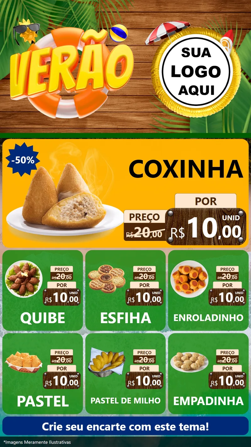 Modelo de Rede Social para Stories com o tema Verão para Salgadaria