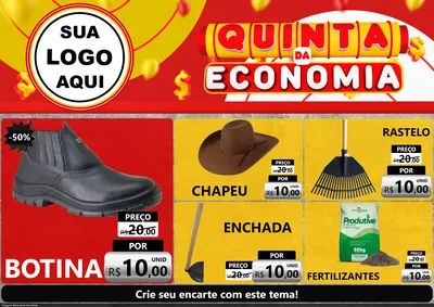 Modelo de Encarte para Encarte A4 Horizontal com o tema Quinta da Economia para Agropecuária