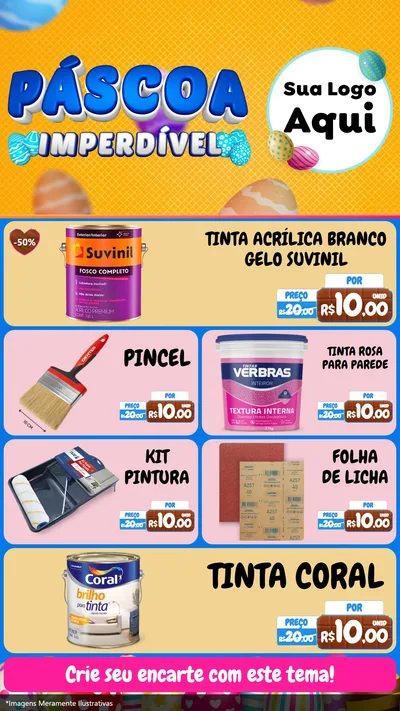 Modelo de TV para TV Vertical com o tema Páscoa Imperdível para Tintas e Ferramentas