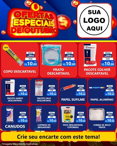 Modelo de Rede Social para Feed Instagram com o tema Ofertas Especiais de Outubro para Embalagens