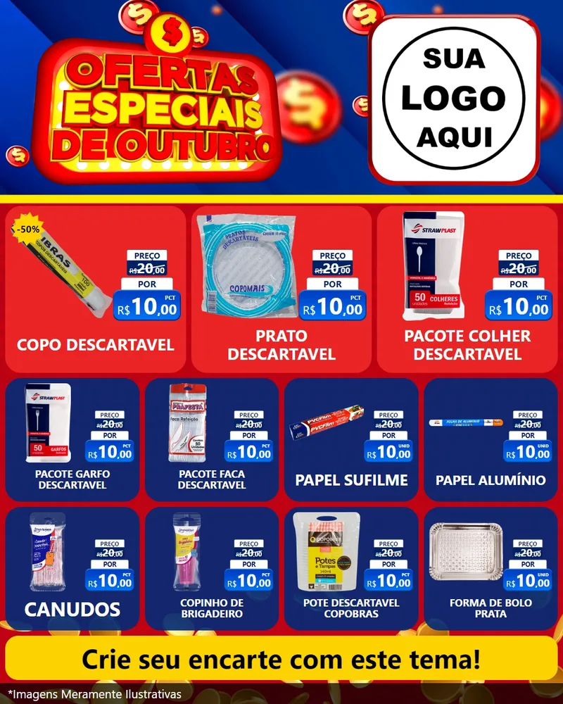 Modelo de Rede Social para Feed Instagram com o tema Ofertas Especiais de Outubro para Embalagens