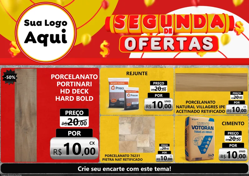 Modelo de Encarte para Encarte A4 Horizontal com o tema Segunda de Ofertas para Pisos e revestimentos