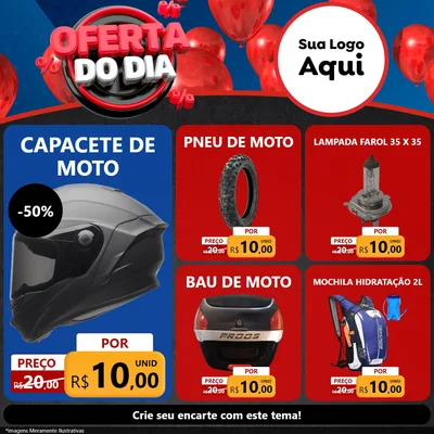 Modelo de Rede Social para Feed Facebook com o tema Oferta do Dia para Moto peças