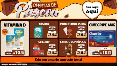 Modelo de TV para TV Horizontal com o tema Ofertas de Páscoa para Farmácia