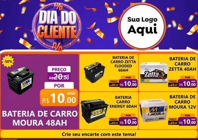 Modelo de Encarte para Encarte A4 Horizontal com o tema Dia do Cliente para Baterias Elétricas