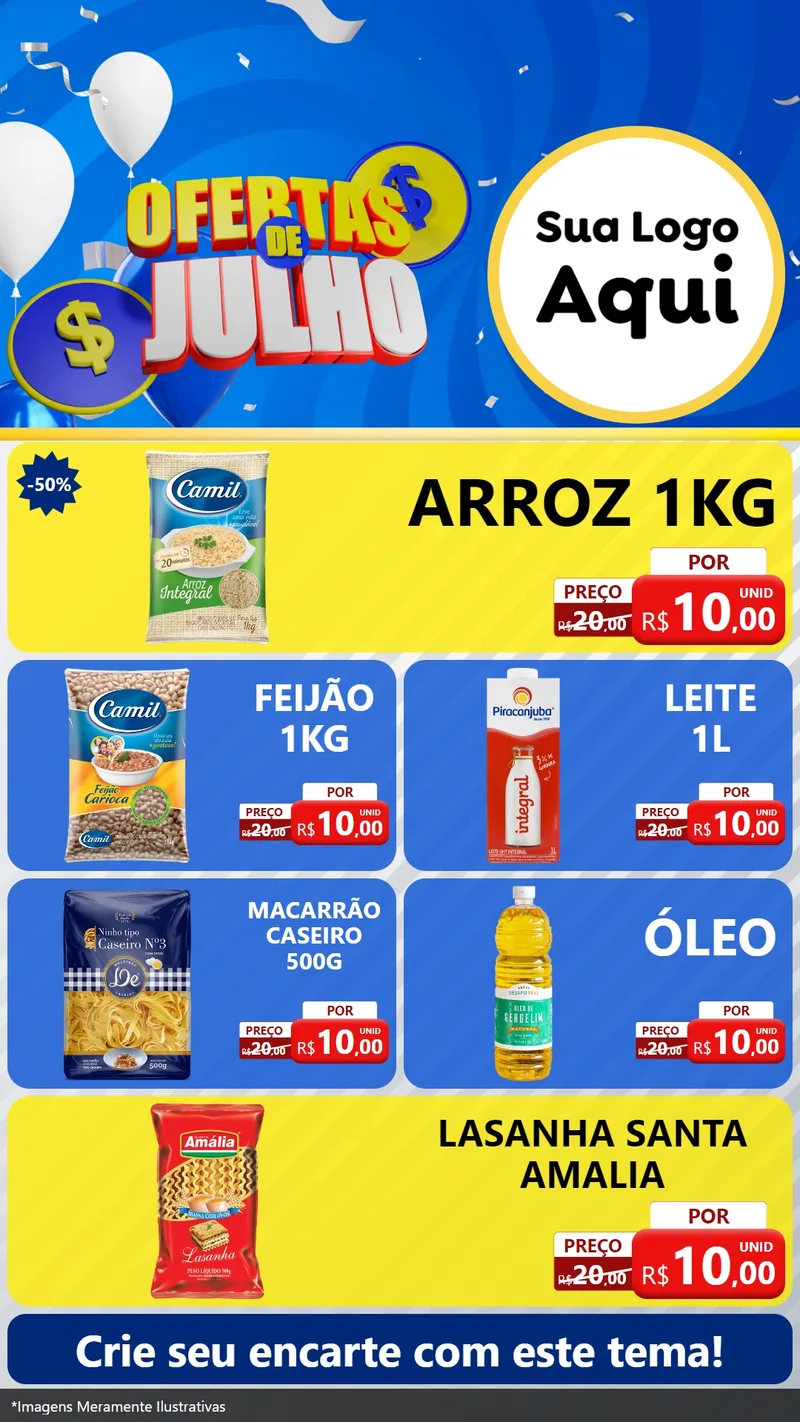 Modelo de TV para TV Vertical com o tema Ofertas de Julho para Supermercado
