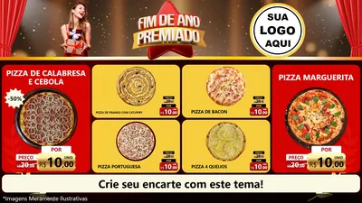 Modelo de TV para TV Horizontal com o tema Fim de Ano Premiado para Pizzaria