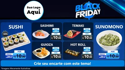 Modelo de TV para TV Horizontal com o tema Black Friday para Comida japonesa